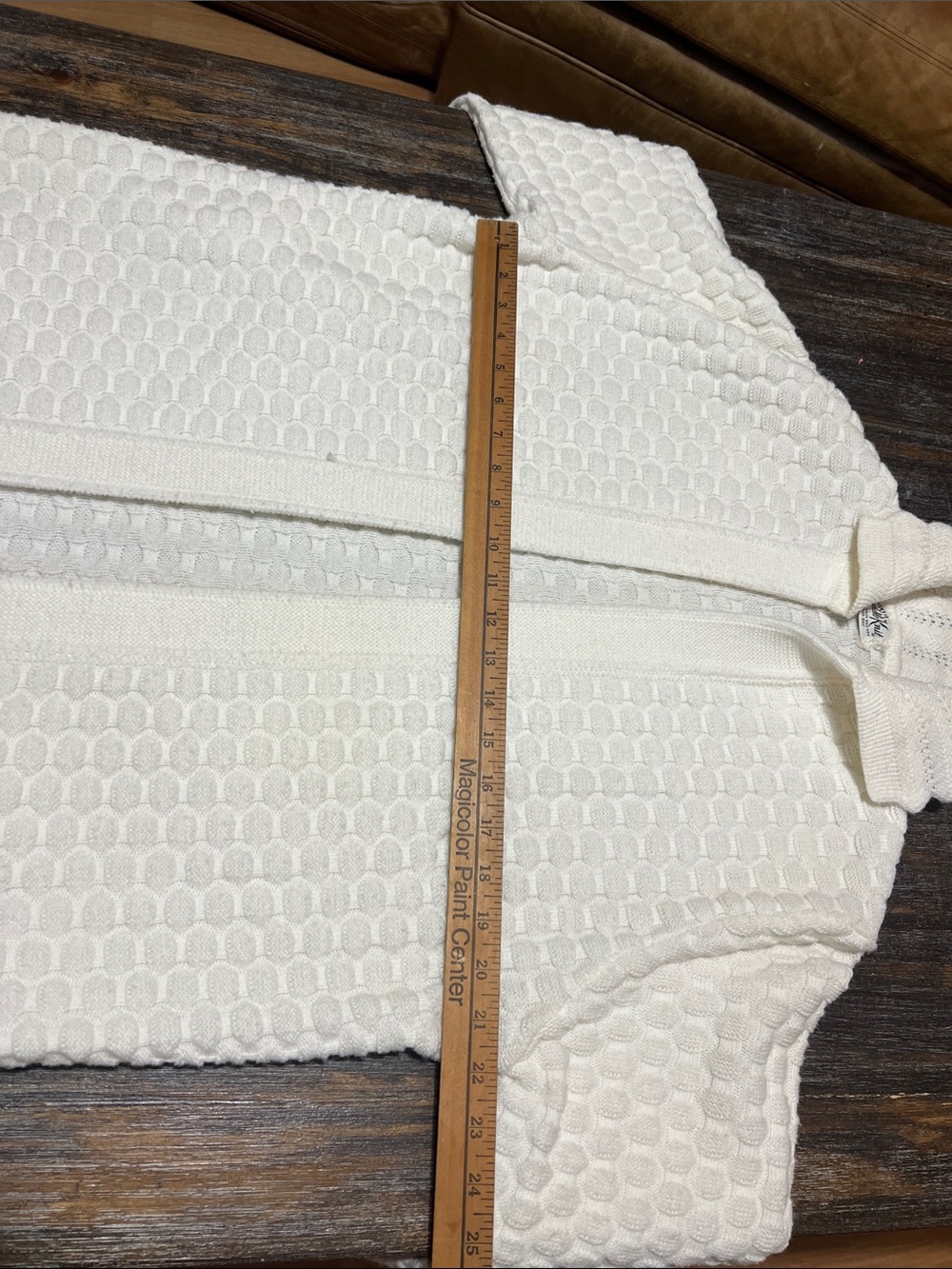 Vintage Cuddle Knit Women's Cream Textured Open-Front Knit Cardigan - Picture 3 of 5